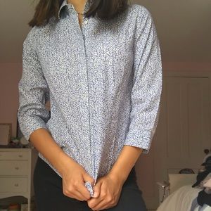 blue and white talbots button down shirt